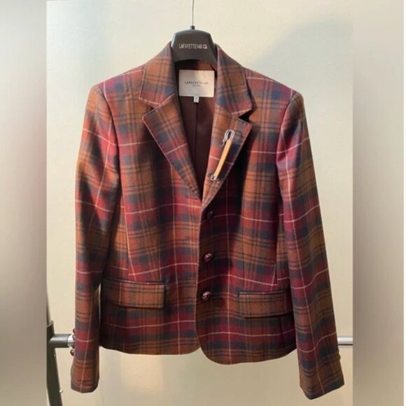 Lafayette 148 Academy plaid blazer and pants suit set trousers 14 - Picture 5 of 14